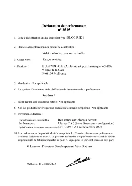 DoP nr 3505 Bloc R ID1 NOVEO